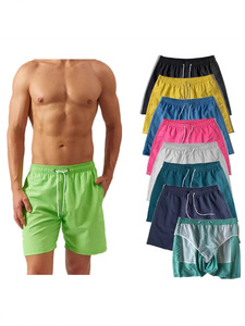 Nuovi <span class=keywords><strong>pantaloncini</strong></span> da bagno da uomo ad asciugatura rapida, lunghi <span class=keywords><strong>3</strong></span>/<span class=keywords><strong>4</strong></span>, con fodera anti-sfregamento, tinta unita, casual, da spiaggia - Product Image 2