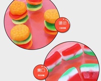 Vente directe d'usine, bonbons gélifiés en forme de hamburger halal, disponibles en différentes couleurs, style classique, best-seller, OEM disponible