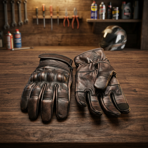 Brown Leather Racing Gloves <b>Full</b> Finger Motorbike Riding Gloves Breathable Non <b>Slip</b> for Cycling Outdoor Sports - Product Image 4