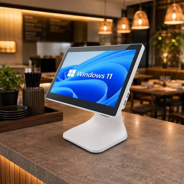 15.6" Single Screen POS Terminal Windows 10 Touch Cash Register with Printer for Restaurant Supermarket Retail