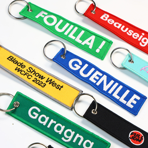 Porte-clés en tissu avec logo personnalisé Porte-clés brodé double face avec écusson et cadeau promotionnel - Product Image 3
