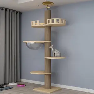 ペットダム大型猫の木遊び家具スクラッチャー現代猫天井ツリータワー多層猫クライミングフレームツリー