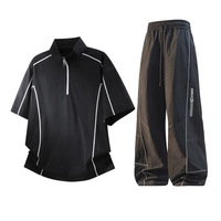 Ensemble de sport haut de gamme pour homme, nouveau style, coupe ouverte, léger et respirant, avec t-shirt demi-zip et pantalon, idéal pour l'été