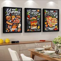 بيتزا برغر سلطة صور فنية للجدران و الملصقات طباعة على قماش اللوحة ل الوجبات السريعة مطعم و فندق غرفة الديكور