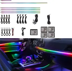 Car Interior Hidden Acrylic Strip Ambient Light Magic Color 64 RGB Color Universal LED 18 In 1 Decorative Atmosphere Lamp