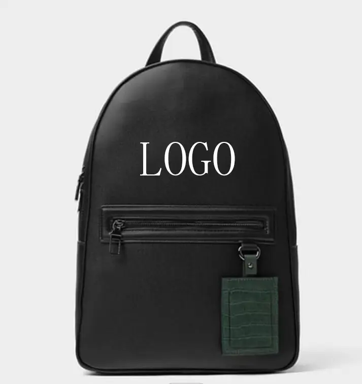 luxury Privated Label Stylish Pu Vegan Smooth Leather Business Waterproof Bagpack Travel Backpack For Men custom logo