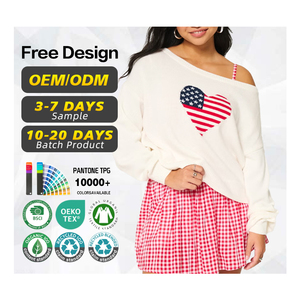 Suéter con Certificación GRS, Fabricante de Suéteres, Logotipo Personalizado, Suéter de Invierno de Punto Jacquard con Bandera, Hombros Descubiertos, Algodón y Poliéster para Mujer - Product Image 1