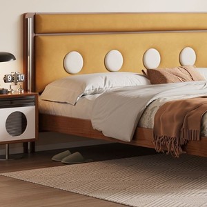 Bauhaus Series <b>Floating</b> Bed Kids' Bed Single Size Comfortable Vintage Style Polka Dot Upholstered Headboard - Product Image 4