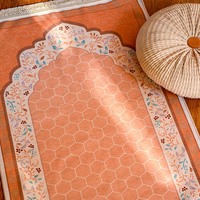 Tapis de prière sur mesure d'usine, style ethnique, tapis de prière pour salon avec motif imprimé, glands, lavable en machine, pliable