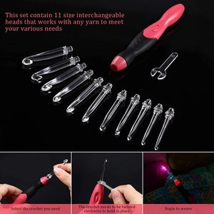 Ganchos <span class=keywords><strong>de</strong></span> <span class=keywords><strong>Crochet</strong></span> <span class=keywords><strong>con</strong></span> <span class=keywords><strong>Luz</strong></span> <span class=keywords><strong>LED</strong></span> Recargables por USB, Personalizables, <span class=keywords><strong>de</strong></span> 2.5-8.0 mm, Cabezas Intercambiables, Mangos Ergonómicos, Kit Completo <span class=keywords><strong>de</strong></span> Costura - Product Image 5