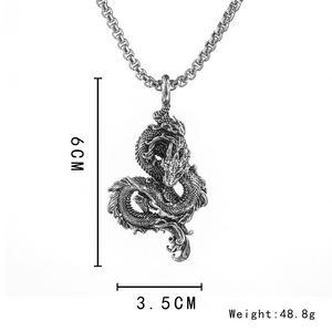 Collar Personalizado de Acero Inoxidable para Hombre y Mujer, Diseño Hip Hop, Colgante de Dragón Vintage, Collar de Acero Titanio - Product Image 4