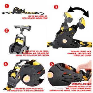 Sangles de <span class=keywords><strong>moto</strong></span> à enroulement automatique de 1 po x 10 pi, 1500 lb, sangles d'arrimage à cliquet à enroulement automatique - Product Image 6