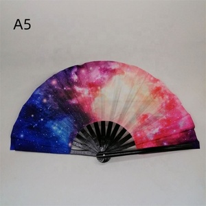 Folding Hand <b>Fan</b> for Rave UV Glow <b>Large</b> Bamboo <b>Fan</b> for Women and Men Clack <b>Fan</b> for Party Music Festivals and Decoration - Product Image 2