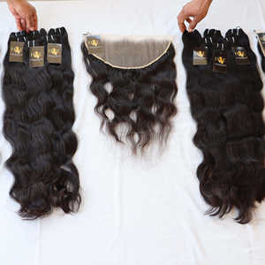 Paquets de cheveux vietnamiens avec fermeture transparente Hd Cuticule crue alignée Paquet de cheveux vierges Cuticule crue alignée Indian Temple Hai - Product Image 1