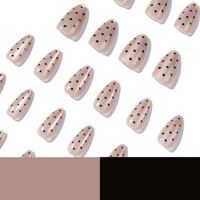 Laisense Art Simple Grey Cat-Eye Short Almond-Shape Black Polka-Dot Wearable ABS Material Press-On Nails Nail Tip