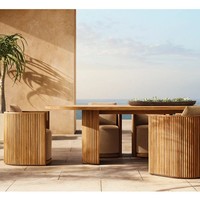 Ensemble de table et chaises de salle à manger d'extérieur en teck de qualité supérieure, trois pièces, pour villas, balcons, résistant à l'eau, anti-UV, design nord-américain