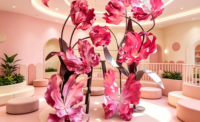 Y-043 Luxe Grandes Fleurs Artificielles Géantes Bordeaux Rose pour Hall d'Hôtel, Mariages, Événements et Décoration Commerciale