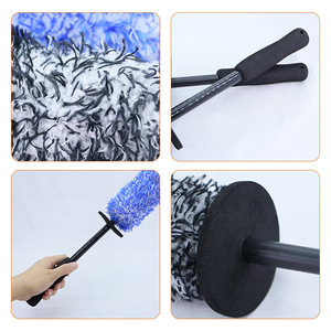 <span class=keywords><strong>Brosse</strong></span> de nettoyage de roue de voiture en <span class=keywords><strong>microfibre</strong></span> douce sans rayures avec logo privé, design ergonomique, bleu gris - Product Image 6