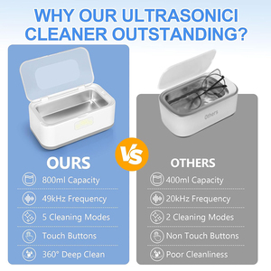 Pulitore a Ultrasuoni Elettrico <span class=keywords><strong>da</strong></span> 800ml con 5 Modalità per Pulizia Profonda di Gioielli e Occhiali - Product Image 6
