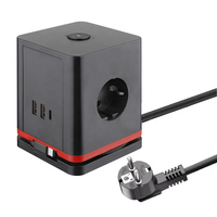 Desk Surge Protector Power Strip Eu Cube Power Strip Desktop Outlet 3 Way Cube Socket con USB y cable de carga