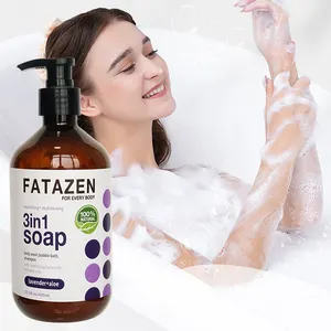 Private Label Natural Organic Body Wash 3 in 1 Soap Shampoo Shower Gel Lavender Aloe Vera Softsoap Nourishing Bubble Bath