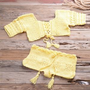 Maillots de bain personnalisés en tricot crocheté, ensemble 2 pièces ajouré, maillots de bain de plage pour femmes, bikini string, maillot de bain fitness - Product Image 1