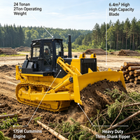 Bulldozer sur chenilles de 24 tonnes, 240 CV, grande capacité de terrassement, lame de 24 tonnes, idéal pour la remise en état des terrains montagneux