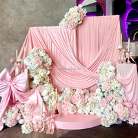 Rideaux de fond de scène roses à double couche avec support pour mariage et événements