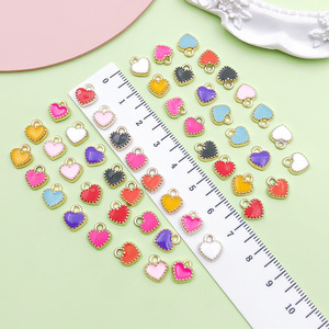 Mix 50 Colorful Heart-Shaped Zinc Alloy Charms For DIY Jewelry Making <b>Bracelets</b> Necklaces Accessories Unisex Fashion Pendants - Product Image 3