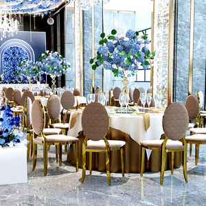Cadeira Elegante de Metal Dourado para Banquete de Casamento |   Cadeiras de Jantar Empilháveis de Luxo em Aço Inoxidável para Eventos e Hotéis - Product Image 1