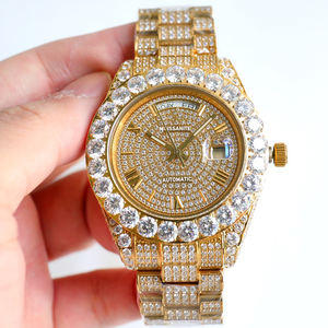 Montre en acier inoxydable avec diamants en moissanite de luxe en gros, 40 mm, or brillant, hip hop, automatique, mécanique, mouvement ETA, 100 bars - Product Image 1