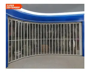 새로운 크리스탈 PVC 접이식 도어 상점 앞 폴리 카보네이트 슬라이딩 도어 저렴한 플라스틱 알루미늄 셔터 아코디언 도어 공장