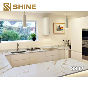 Thiết kế prefab <span class=keywords><strong>Carrera</strong></span> calacatta Trung Quốc gạch Tabletop nhà bếp Countertop nhân tạo slab đá thạch anh - Product Image 2