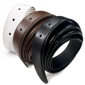 Sangle de ceinture de remplacement en cuir de vachette véritable, fabriquée en Corée, 33 mm, 5 trous, plate, 120 cm, sans boucle, logo personnalisé, directement de l'usine - Product Image 1