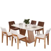 लकड़ी खाने की मेज और कुर्सियों की मेज और 6 कुर्सियों सफेद ओक खाने की मेज और कुर्सियों SID8060