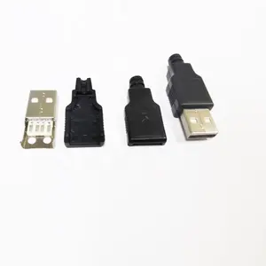 USB 2.0 סוג זכר שקע 4 פינים תקע מחבר עם שחור פלסטיק כיסוי