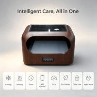 Maison intelligente pour animaux de compagnie avec circulation d'eau, refroidissement et chauffage, panneau tactile LED, grain de noyer, lit pour chien et chat