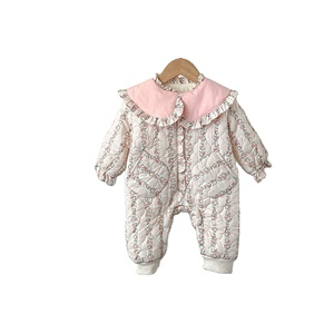 Niñas Floral solapa niña recién <span class=keywords><strong>nacido</strong></span> cálido grueso algodón ropa bebé invierno mono - Product Image 1