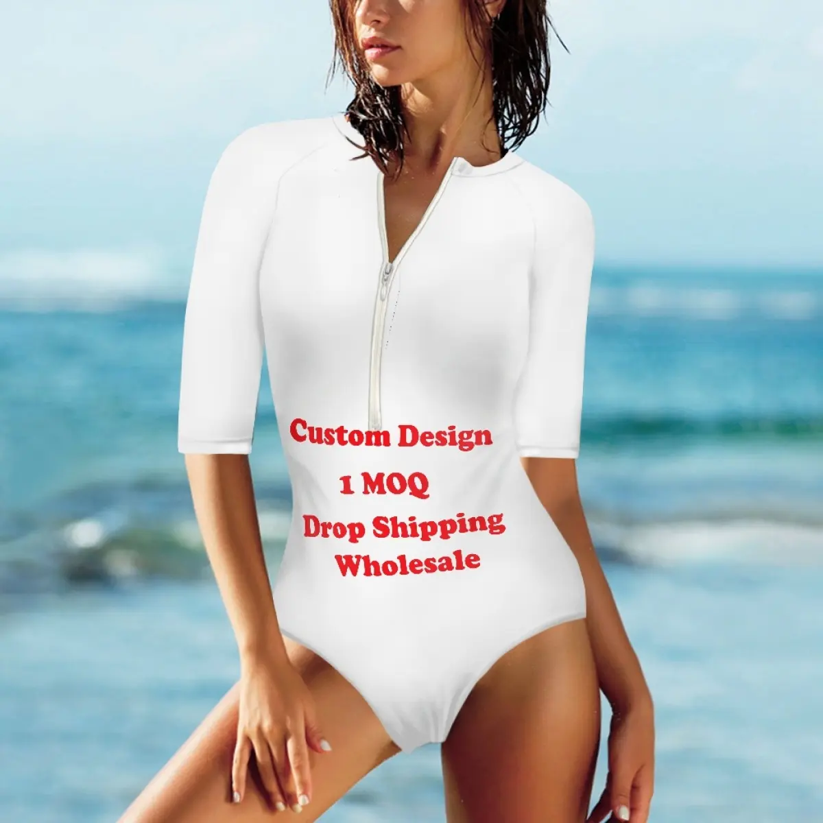 Maiô personalizado com estampa da demanda, roupa de banho feminina manga comprida para verão, maiô fitness, 2023