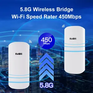 OEM ODM KuWFi 2KM 3KM Long Distance 450Mbps High Speed Wifi Bridge Solution IP65 Waterproof Outdoor Cpe For Outdoor Use