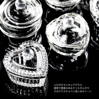 En gros, Godet en verre Dappen transparent en forme de cœur carré pour poudre acrylique liquide et nail art, avec couvercle
