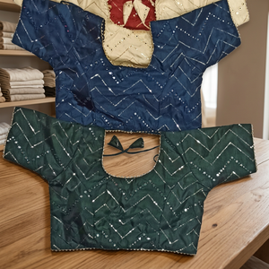 Premium Quality Cotton Embroidered <b>Blouse</b> Vintage Partywear with Back Design and Tank Sleeves Available at an Unbeatable Price - Product Image 3