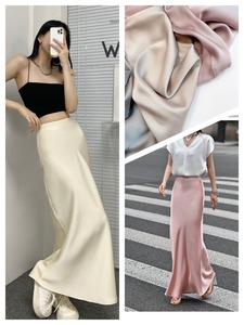 Jupe longue drapée style français pour femme, taille haute, couleur unie, coupe sirène, pour le printemps et l'été - Product Image 4