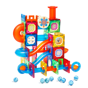 Venta caliente Juguetes educativos 102 UNIDS Bloques de construcción magnéticos Juego de carreras de mármol de plástico Azulejos magnéticos Juguete con bola - Product Image 2
