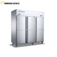 Réfrigérateur-congélateur commercial vertical à 6 portes, refroidissement par air, double température, dégivrage automatique, garantie de 1 an, pour cuisines