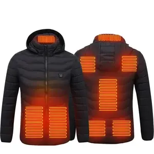 Sidiou Group 8 Area Smart Electric Heating Clothes Cotton Padded Jacket With Hooded USB Battery Charging Heating Coat
