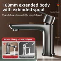 Robinet de lavabo en acier inoxydable à poignée unique, eau chaude et froide, avec cartouche céramique, montage sur plan, simplicité moderne, garantie 5 ans