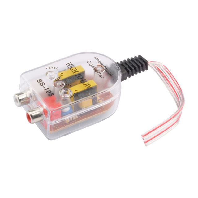 Level Car Speaker High to Low Impedance Converter Adapter 2 Channel RCA Line Out