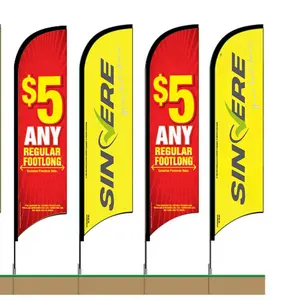 Custom Outdoor Park Trade Show Beach Rectangular Banners Business Barber Flag Feather Teardrop Promo Beach Flags