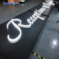 Lettres programmables multicolores changeantes, lettres 3D RGB personnalisées, enseigne LED pour entreprise avec télécommande pour enseigne commerciale